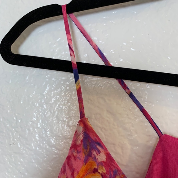 Nicole Miller Floral Charmeuse Satin Slip Maxi Dress Pink XL Artsy Watercolor - Picture 6 of 13